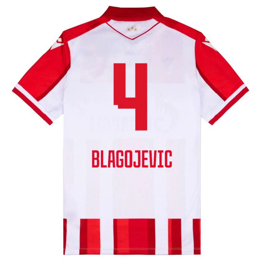Danxen Kinder Niksa Blagojevic #4 Rot Weiß Heimtrikot Trikot 2025/26 T-Shirt Österreich