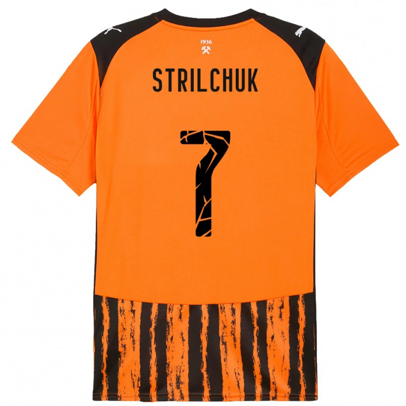 Danxen Kinder Dmytro Strilchuk #7 Orange Schwarz Heimtrikot Trikot 2025/26 T-Shirt Österreich
