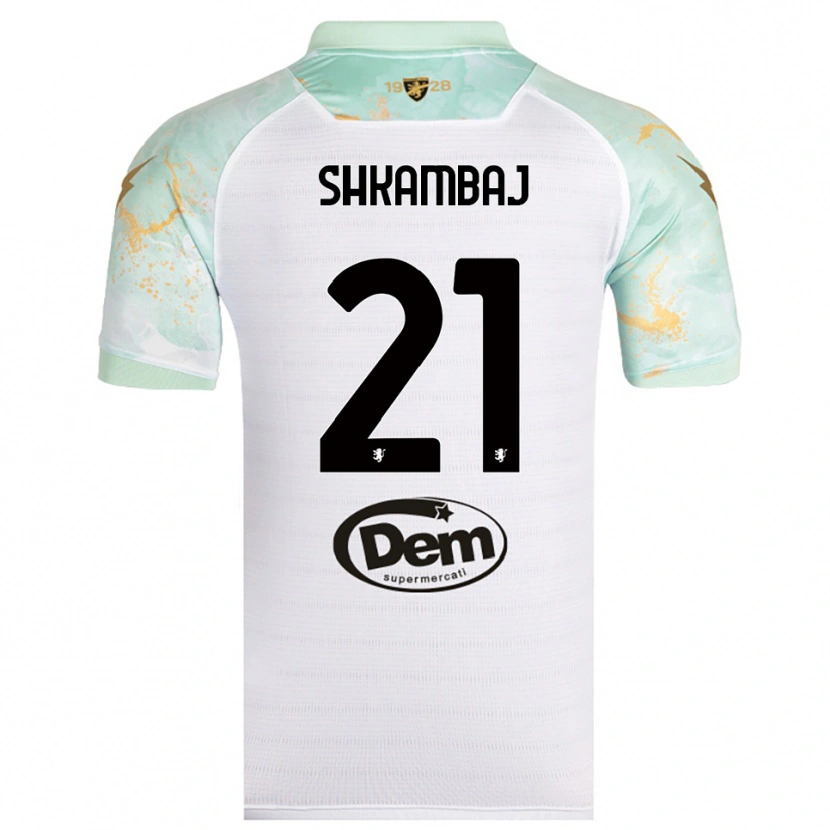 Danxen Kinder Ardit Shkambaj #21 Weiß Schwarz Auswärtstrikot Trikot 2025/26 T-Shirt Österreich