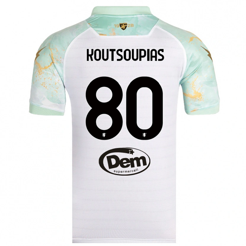 Danxen Kinder Ilias Koutsoupias #80 Weiß Schwarz Auswärtstrikot Trikot 2025/26 T-Shirt Österreich