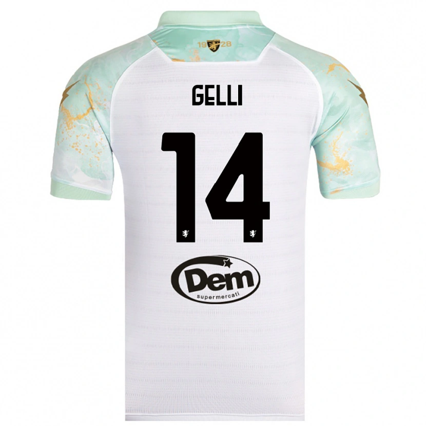 Danxen Kinder Francesco Gelli #14 Weiß Schwarz Auswärtstrikot Trikot 2025/26 T-Shirt Österreich