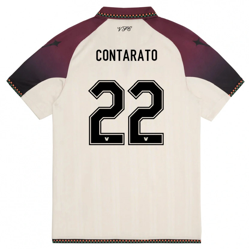 Danxen Kinder Ettore Contarato #22 Cremefarben Burgund Auswärtstrikot Trikot 2025/26 T-Shirt Österreich