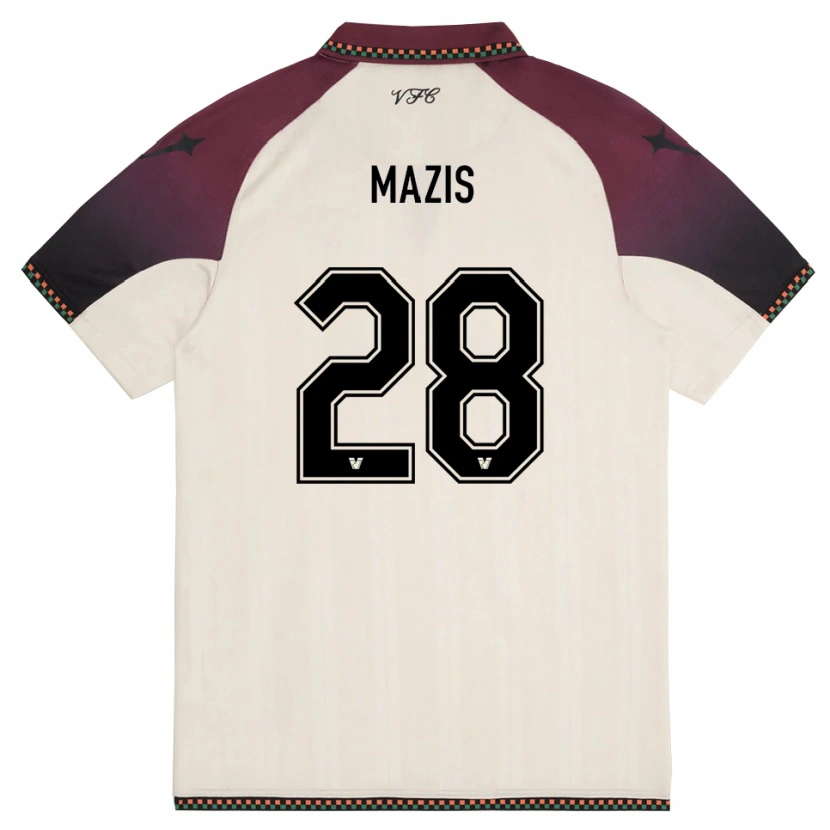 Danxen Kinder Francesca Mazis #28 Cremefarben Burgund Auswärtstrikot Trikot 2025/26 T-Shirt Österreich
