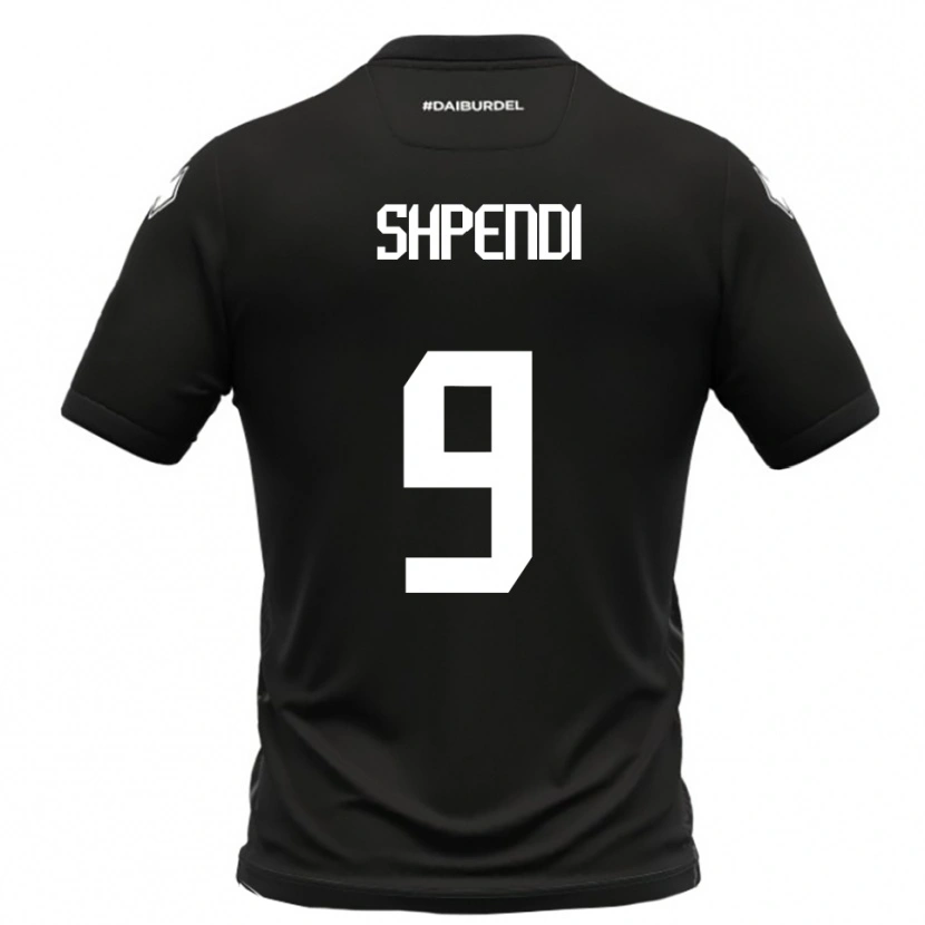 Danxen Kinder Cristian Shpendi #9 Schwarz Weiß Auswärtstrikot Trikot 2025/26 T-Shirt Österreich