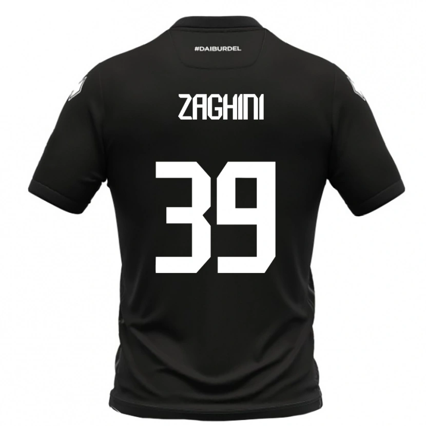Danxen Kinder Mattia Zaghini #39 Schwarz Weiß Auswärtstrikot Trikot 2025/26 T-Shirt Österreich