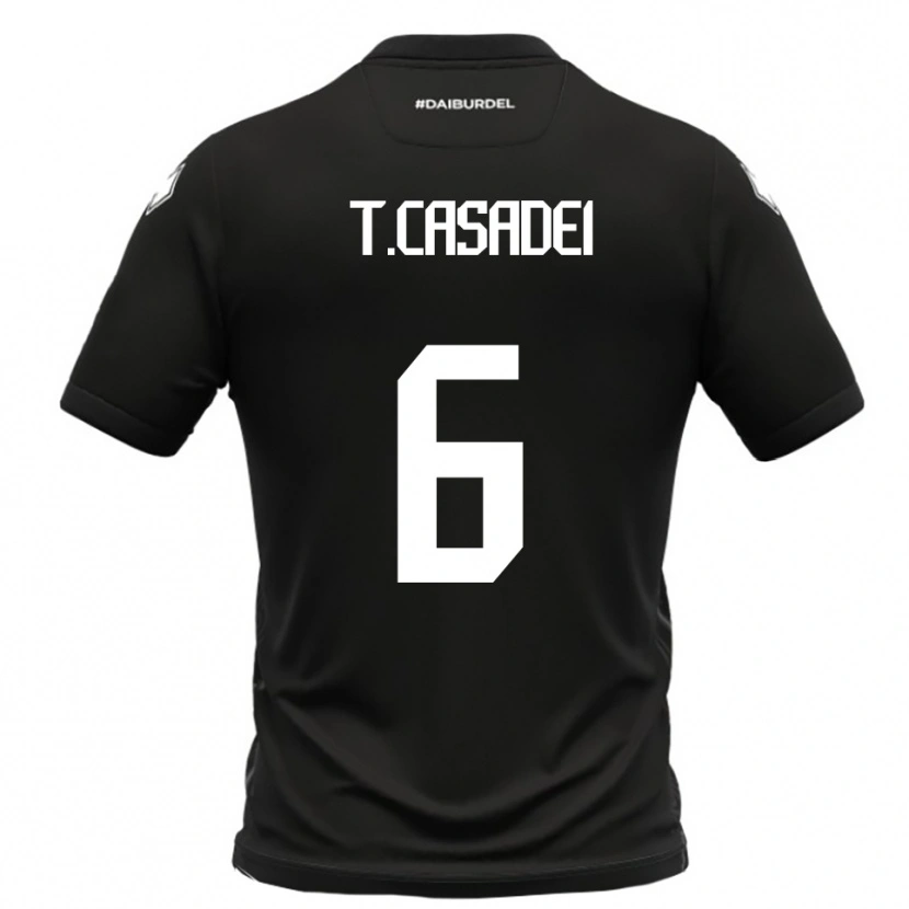 Danxen Kinder Tommaso Casadei #6 Schwarz Weiß Auswärtstrikot Trikot 2025/26 T-Shirt Österreich
