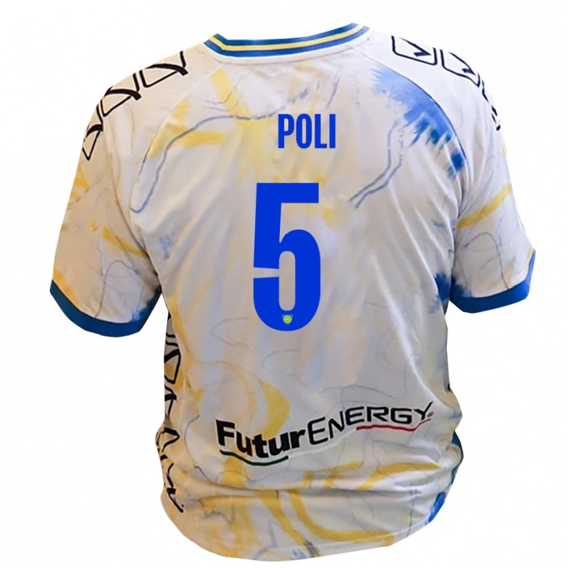 Danxen Kinder Lorenzo Poli #5 Weiß Gelb Blau Auswärtstrikot Trikot 2025/26 T-Shirt Österreich