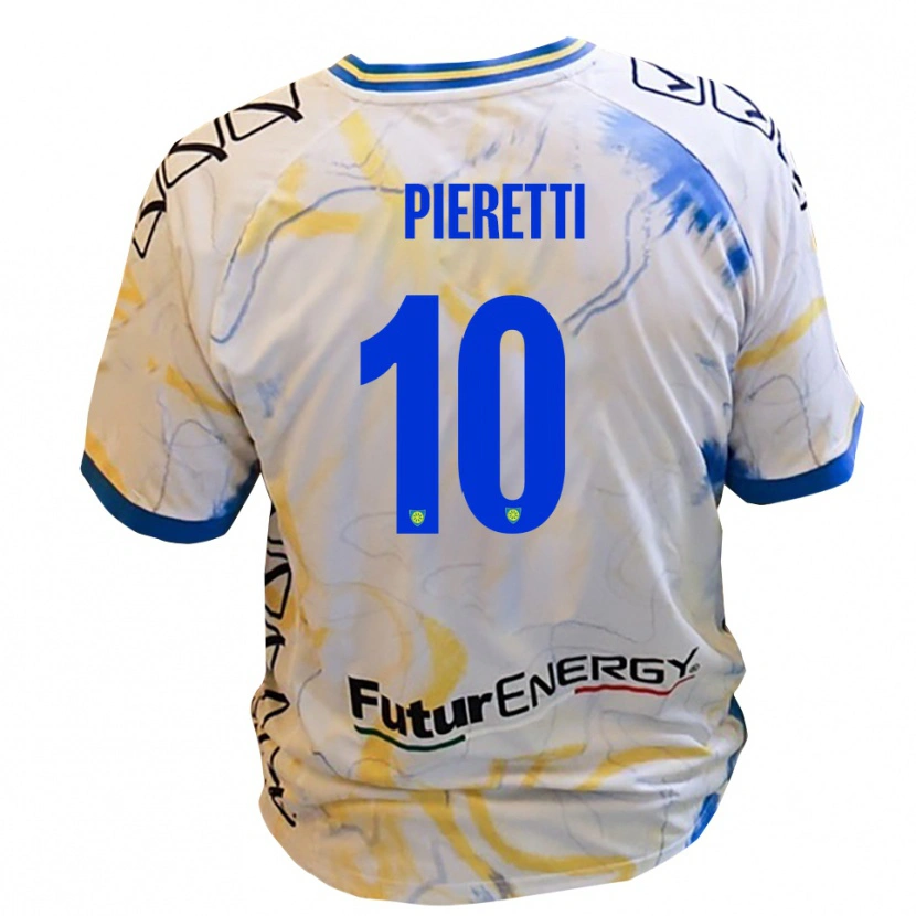 Danxen Kinder Niccolò Pieretti #10 Weiß Gelb Blau Auswärtstrikot Trikot 2025/26 T-Shirt Österreich