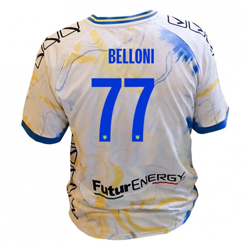 Danxen Kinder Niccolò Belloni #77 Weiß Gelb Blau Auswärtstrikot Trikot 2025/26 T-Shirt Österreich