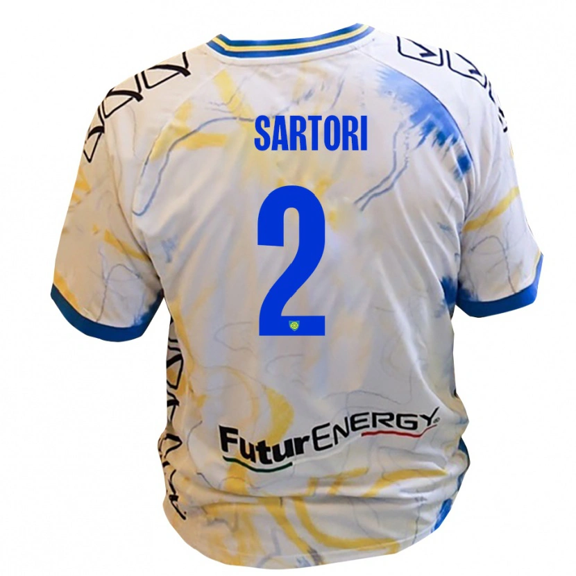 Danxen Kinder Edoardo Sartori #2 Weiß Gelb Blau Auswärtstrikot Trikot 2025/26 T-Shirt Österreich