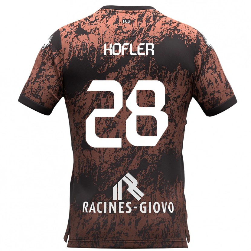 Danxen Kinder Raphael Kofler #28 Braun Schwarz Auswärtstrikot Trikot 2025/26 T-Shirt Österreich