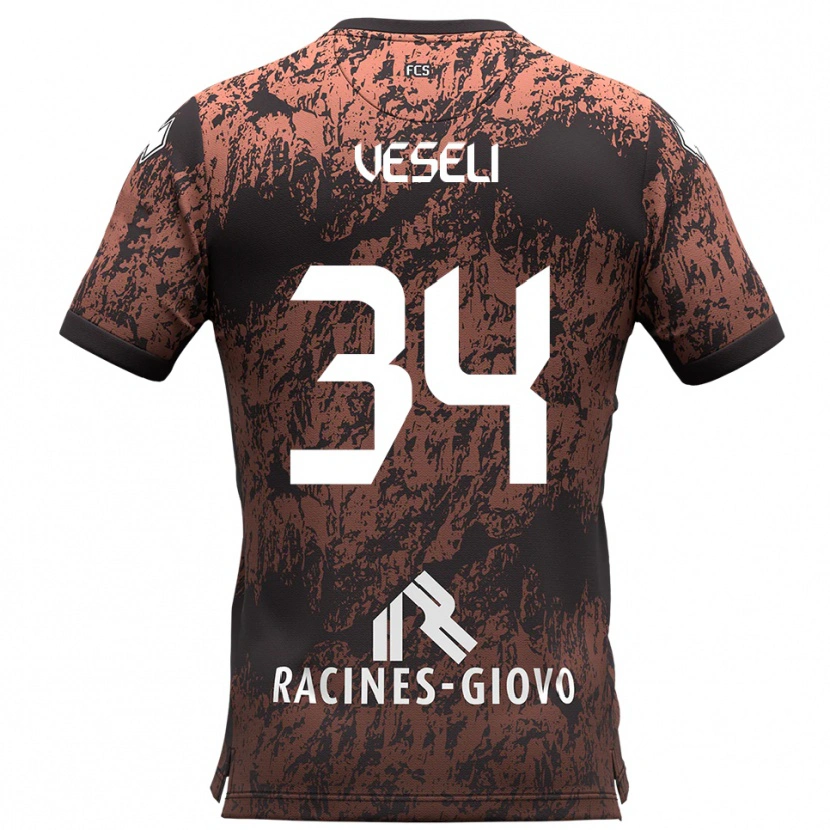 Danxen Kinder Frédéric Veseli #34 Braun Schwarz Auswärtstrikot Trikot 2025/26 T-Shirt Österreich