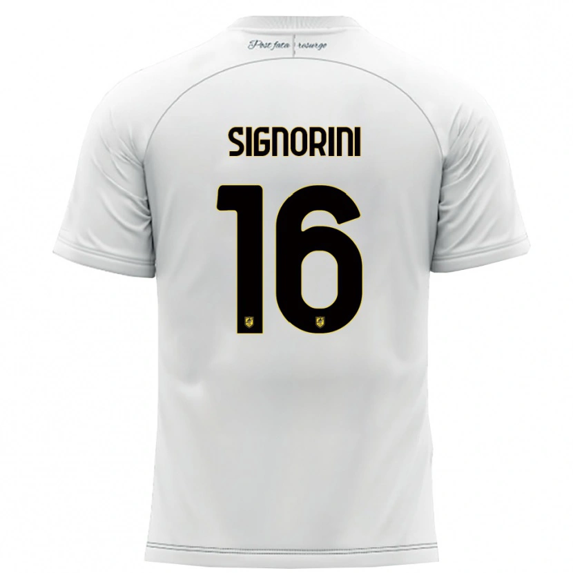 Danxen Kinder Alessandro Signorini #16 Weiß Gelb Auswärtstrikot Trikot 2025/26 T-Shirt Österreich