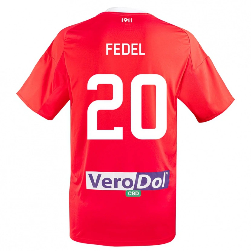 Danxen Kinder Giacomo Fedel #20 Rot Weiß Auswärtstrikot Trikot 2025/26 T-Shirt Österreich