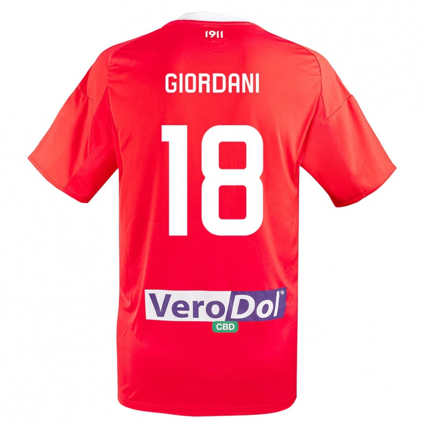 Danxen Kinder Andrea Giordani #18 Rot Weiß Auswärtstrikot Trikot 2025/26 T-Shirt Österreich