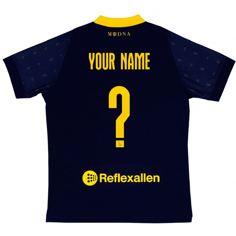 Danxen Kinder Ihren Namen #0 Marineblau Gelb Auswärtstrikot Trikot 2025/26 T-Shirt Österreich