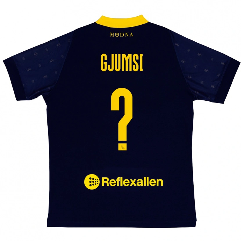 Danxen Kinder Enea Gjumsi #0 Marineblau Gelb Auswärtstrikot Trikot 2025/26 T-Shirt Österreich