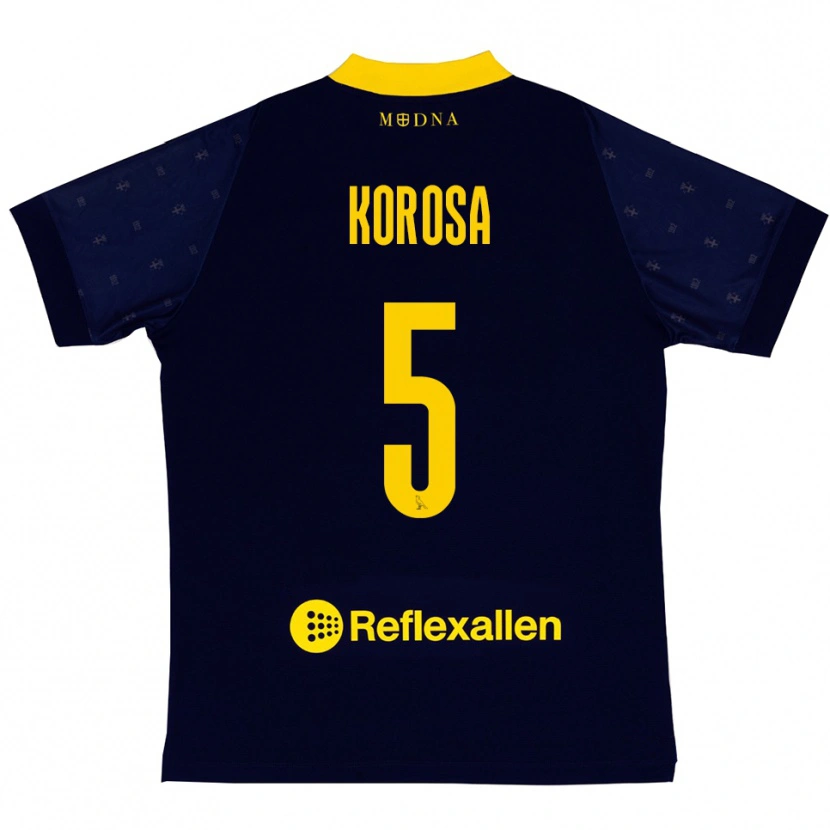 Danxen Kinder Anej Koroša #5 Marineblau Gelb Auswärtstrikot Trikot 2025/26 T-Shirt Österreich