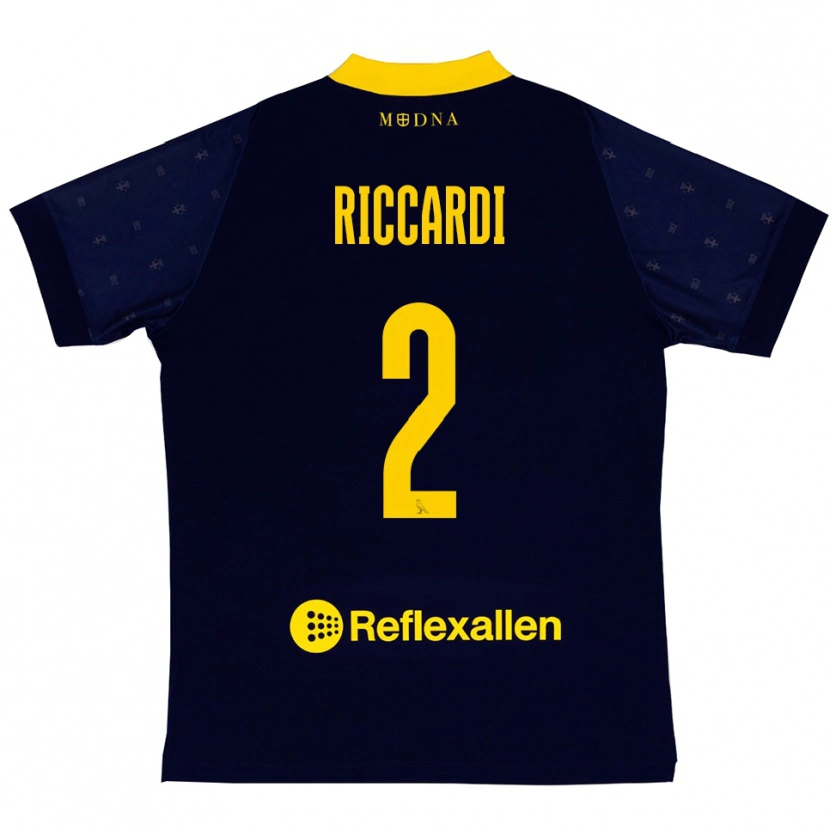 Danxen Kinder Marcello Riccardi #2 Marineblau Gelb Auswärtstrikot Trikot 2025/26 T-Shirt Österreich
