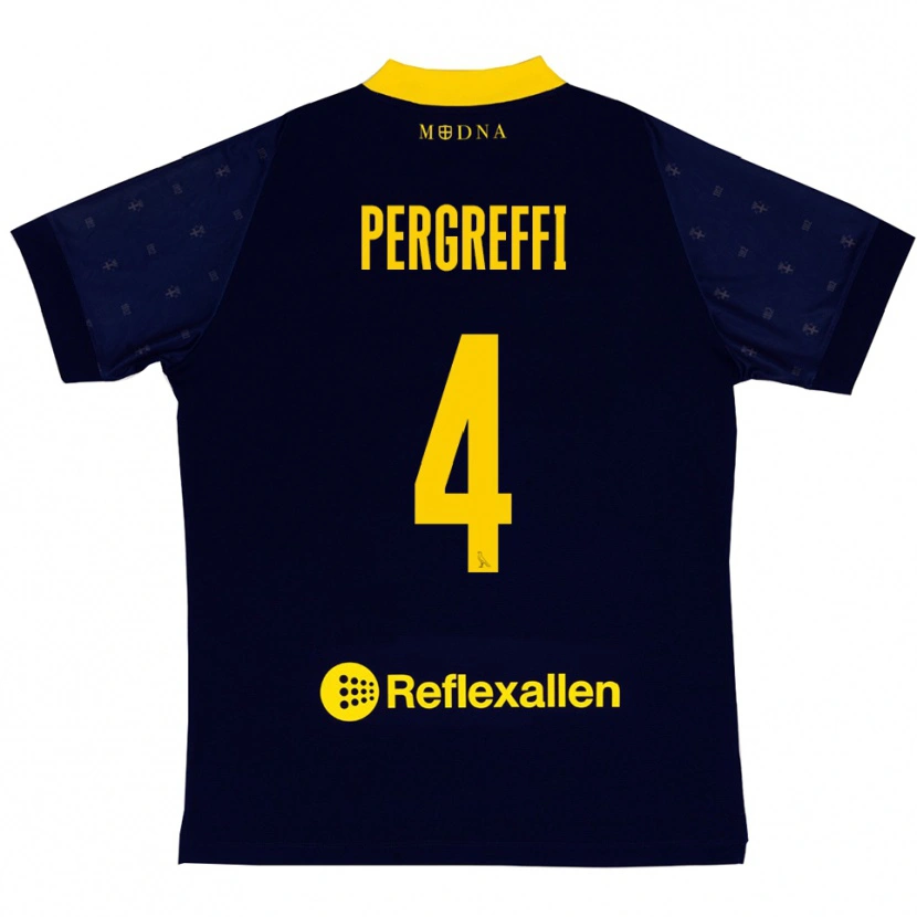 Danxen Kinder Antonio Pergreffi #4 Marineblau Gelb Auswärtstrikot Trikot 2025/26 T-Shirt Österreich