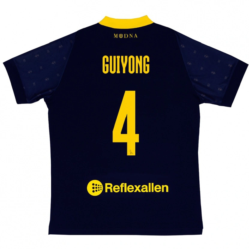 Danxen Kinder Franck Guiyong #4 Marineblau Gelb Auswärtstrikot Trikot 2025/26 T-Shirt Österreich
