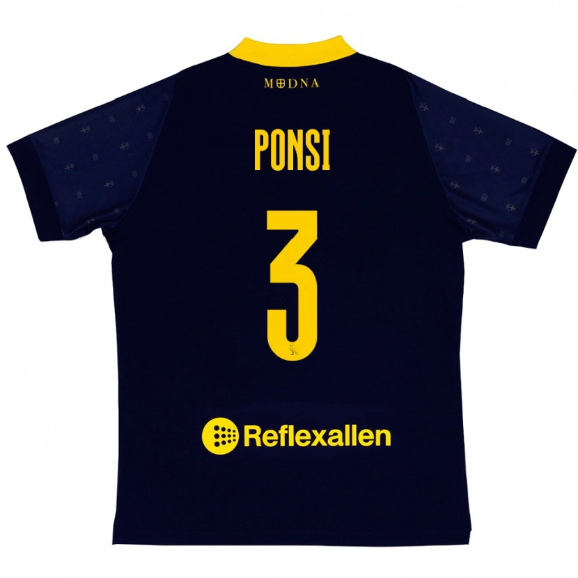 Danxen Kinder Fabio Ponsi #3 Marineblau Gelb Auswärtstrikot Trikot 2025/26 T-Shirt Österreich