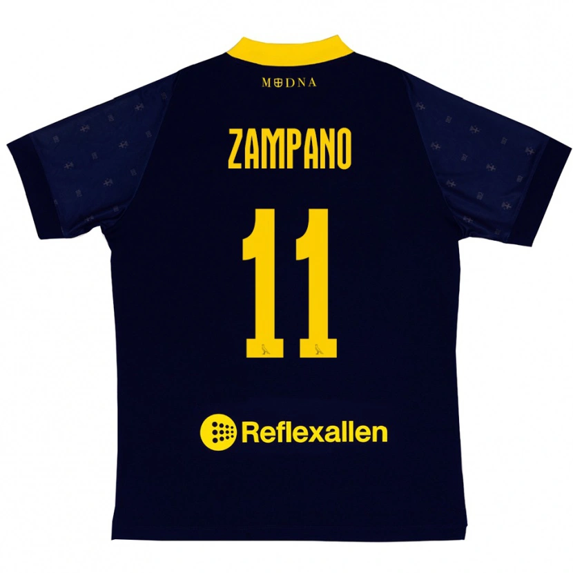 Danxen Kinder Francesco Zampano #11 Marineblau Gelb Auswärtstrikot Trikot 2025/26 T-Shirt Österreich