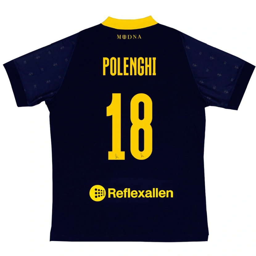 Danxen Kinder Damiano Polenghi #18 Marineblau Gelb Auswärtstrikot Trikot 2025/26 T-Shirt Österreich