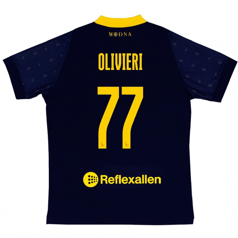 Danxen Kinder Edoardo Olivieri #77 Marineblau Gelb Auswärtstrikot Trikot 2025/26 T-Shirt Österreich