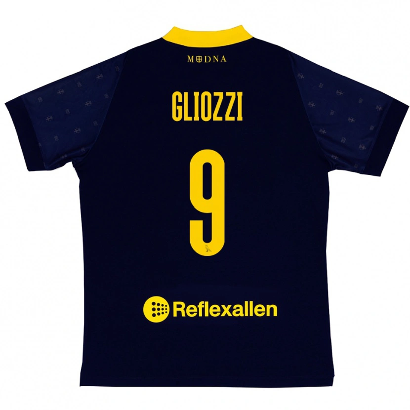 Danxen Kinder Ettore Gliozzi #9 Marineblau Gelb Auswärtstrikot Trikot 2025/26 T-Shirt Österreich