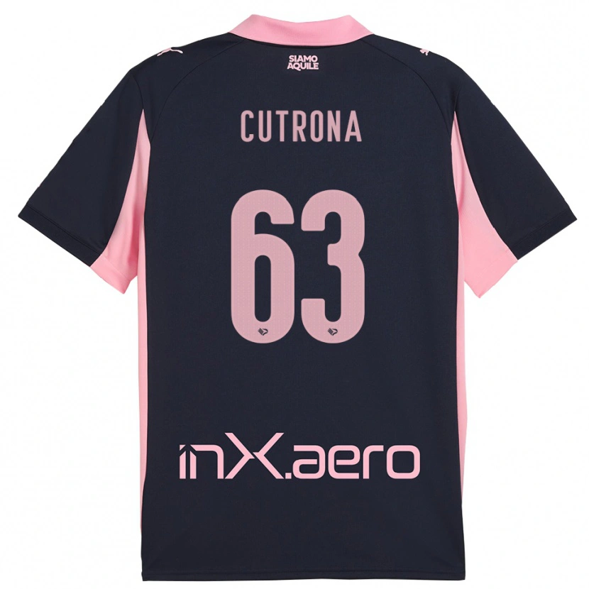 Danxen Kinder Francesco Cutrona #63 Marineblau Pink Auswärtstrikot Trikot 2025/26 T-Shirt Österreich