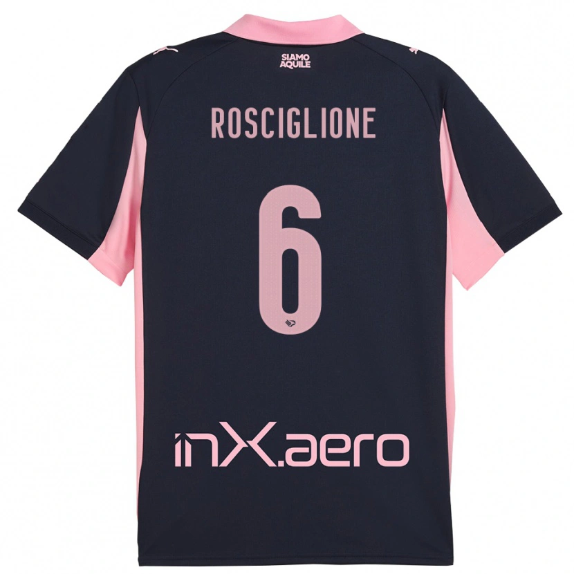 Danxen Kinder Davide Rosciglione #6 Marineblau Pink Auswärtstrikot Trikot 2025/26 T-Shirt Österreich
