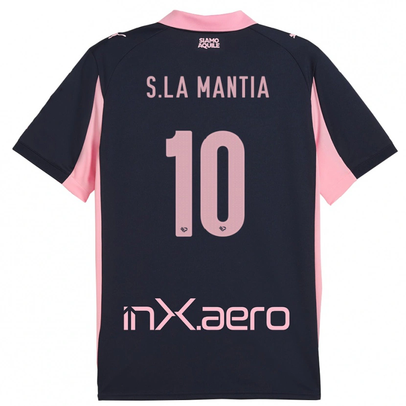 Danxen Kinder Samuele La Mantia #10 Marineblau Pink Auswärtstrikot Trikot 2025/26 T-Shirt Österreich
