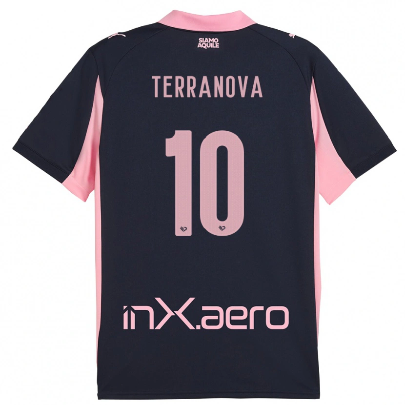 Danxen Kinder Mattia Terranova #10 Marineblau Pink Auswärtstrikot Trikot 2025/26 T-Shirt Österreich