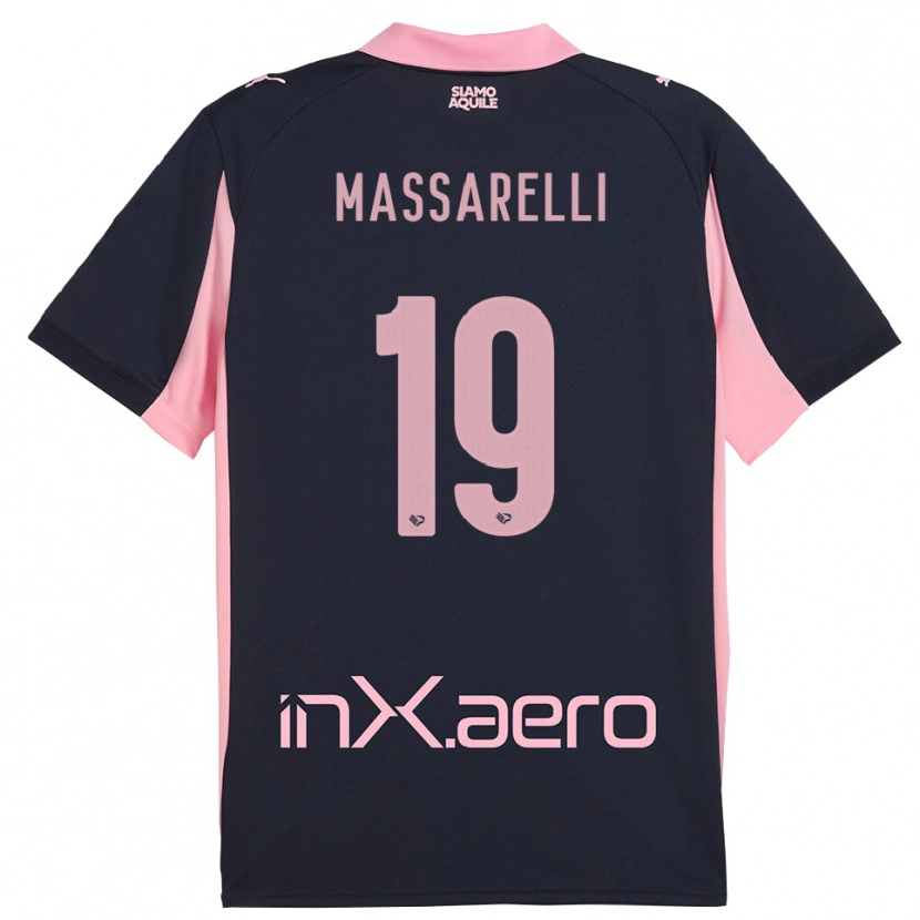 Danxen Kinder Francesco Massarelli #19 Marineblau Pink Auswärtstrikot Trikot 2025/26 T-Shirt Österreich