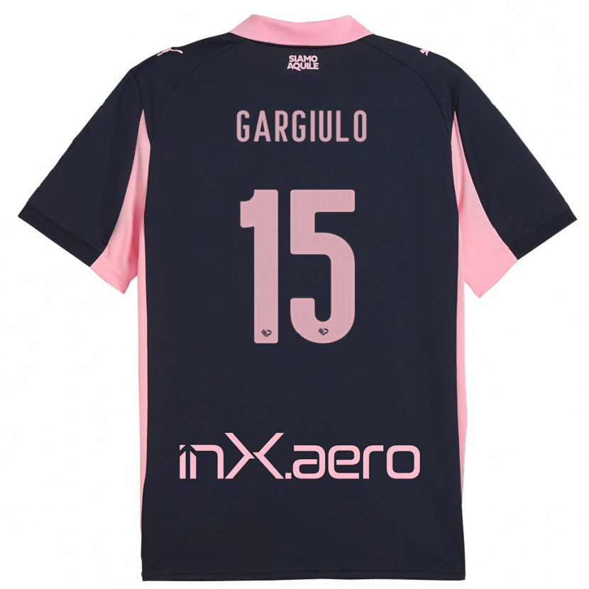 Danxen Kinder Francesco Gargiulo #15 Marineblau Pink Auswärtstrikot Trikot 2025/26 T-Shirt Österreich