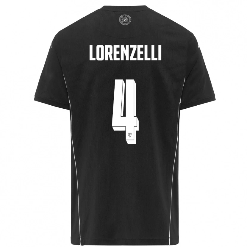 Danxen Kinder Emanuele Lorenzelli #4 Schwarz Weiß Auswärtstrikot Trikot 2025/26 T-Shirt Österreich