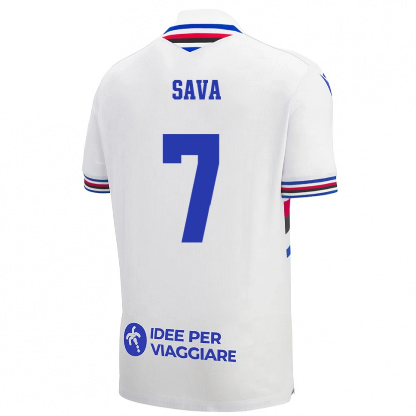 Danxen Kinder Samuele Sava #7 Weiß Blau Rot Auswärtstrikot Trikot 2025/26 T-Shirt Österreich