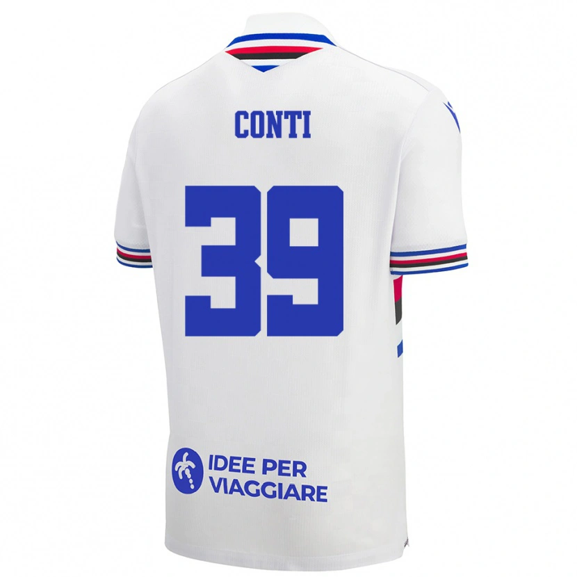 Danxen Kinder Francesco Conti #39 Weiß Blau Rot Auswärtstrikot Trikot 2025/26 T-Shirt Österreich