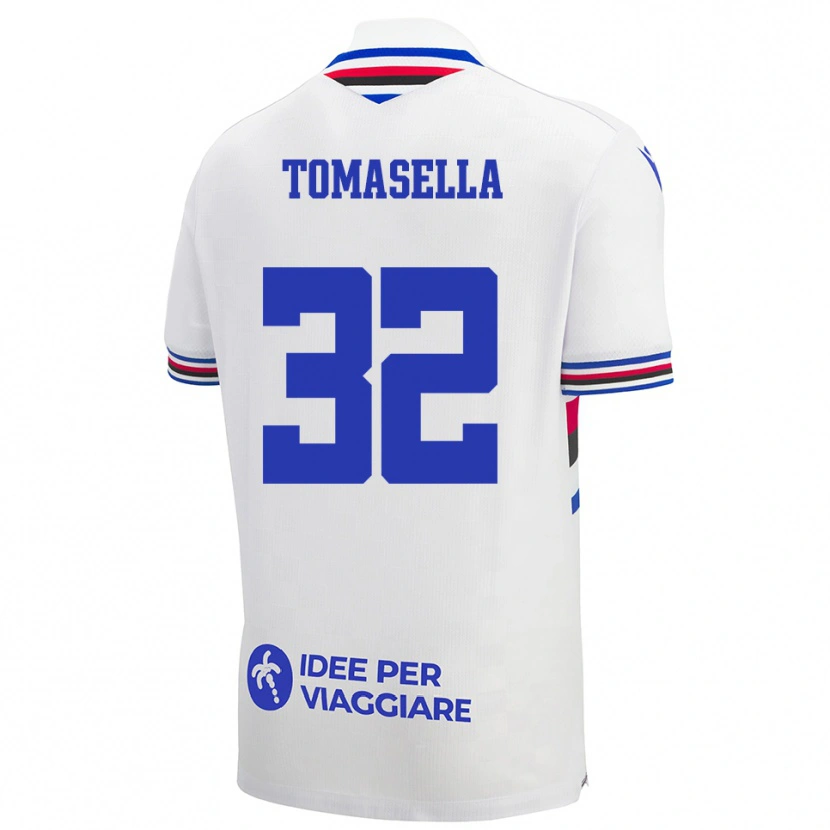 Danxen Kinder Mattia Tomasella #32 Weiß Blau Rot Auswärtstrikot Trikot 2025/26 T-Shirt Österreich