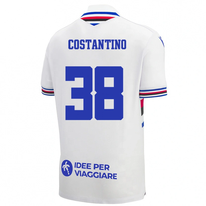 Danxen Kinder Lorenzo Costantino #38 Weiß Blau Rot Auswärtstrikot Trikot 2025/26 T-Shirt Österreich