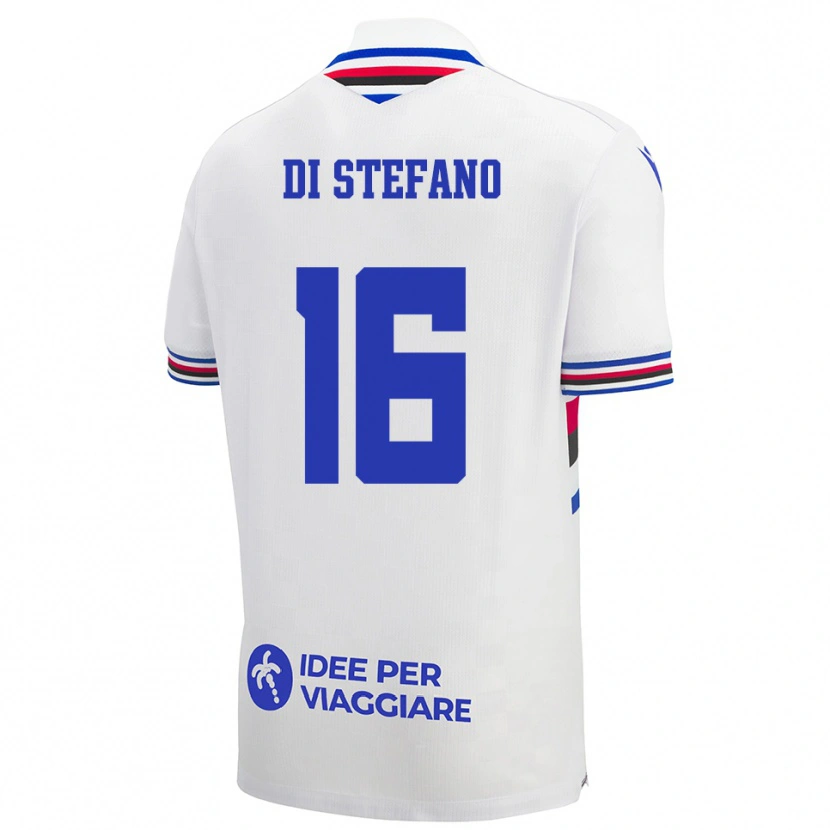 Danxen Kinder Lorenzo Di Stefano #16 Weiß Blau Rot Auswärtstrikot Trikot 2025/26 T-Shirt Österreich