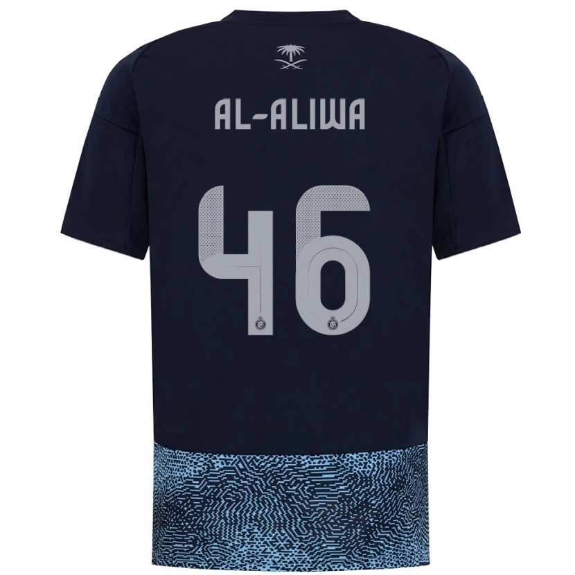 Danxen Kinder Abdulaziz Al-Aliwa #46 Marineblau Himmelblau Auswärtstrikot Trikot 2025/26 T-Shirt Österreich