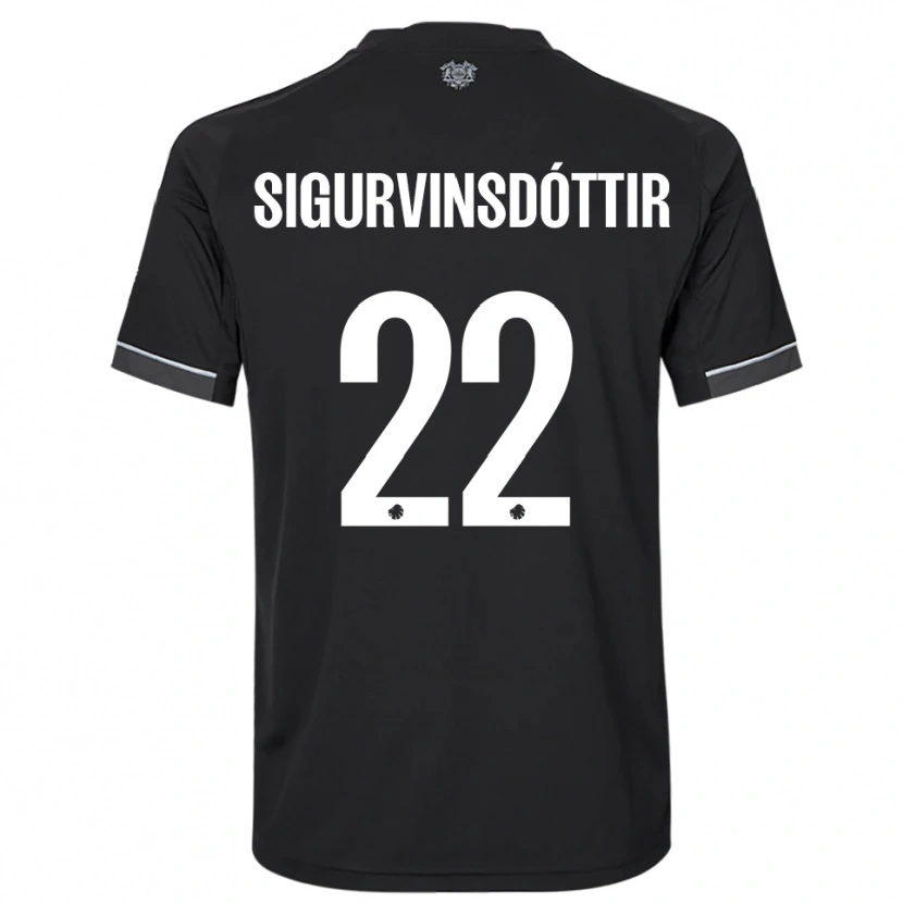 Danxen Kinder Sunneva Sigurvinsdóttir #22 Schwarz Weiß Auswärtstrikot Trikot 2025/26 T-Shirt Österreich