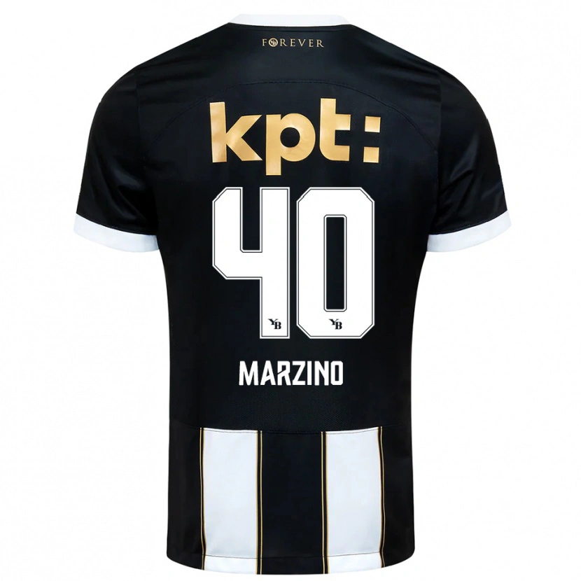 Danxen Kinder Dario Marzino #40 Schwarz Weiß Auswärtstrikot Trikot 2025/26 T-Shirt Österreich