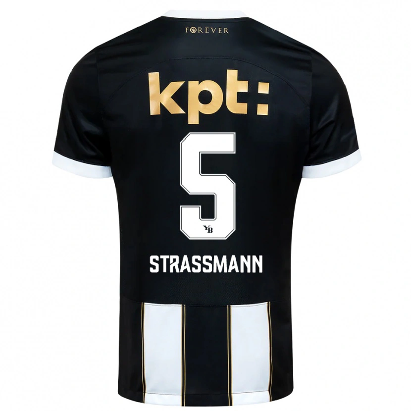 Danxen Kinder Sven Strassmann #5 Schwarz Weiß Auswärtstrikot Trikot 2025/26 T-Shirt Österreich