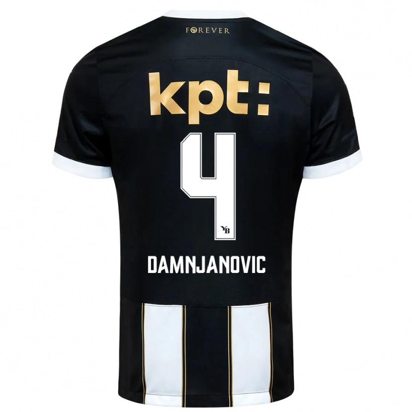 Danxen Kinder Lazar Damnjanovic #4 Schwarz Weiß Auswärtstrikot Trikot 2025/26 T-Shirt Österreich