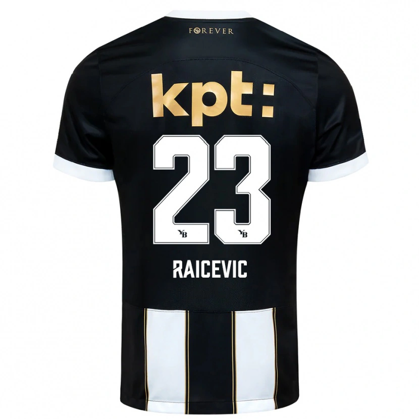 Danxen Kinder Stevan Raicevic #23 Schwarz Weiß Auswärtstrikot Trikot 2025/26 T-Shirt Österreich