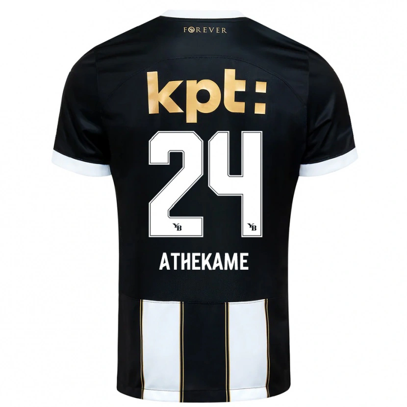 Danxen Kinder Zachary Athekame #24 Schwarz Weiß Auswärtstrikot Trikot 2025/26 T-Shirt Österreich