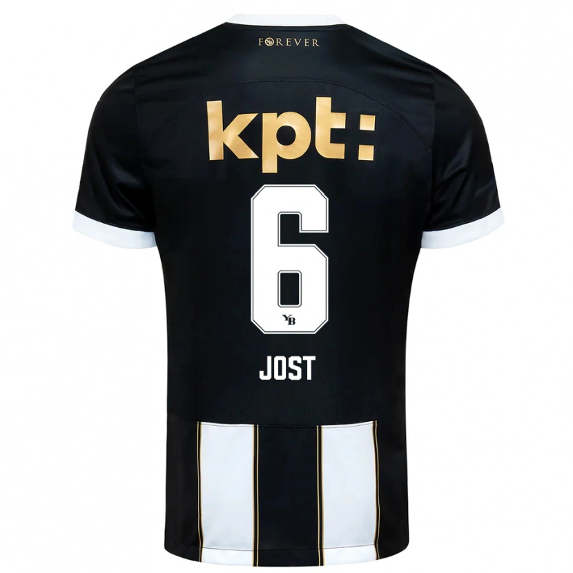 Danxen Kinder Tristan Jost #6 Schwarz Weiß Auswärtstrikot Trikot 2025/26 T-Shirt Österreich